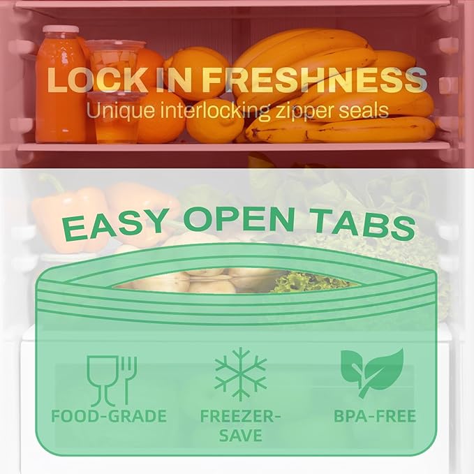 Compostable Sandwich Food Storage Freezer Bags, 80 Count | 2 Mil | 6.5 IN x 5.8 IN, Freshness Easy Open Reclosable Compost zip Bags