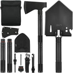 iunio Camping Shovel,Shovel Folding, Portable, Multitool, Foldable Entrenching Tool, Collapsible Spade, for Backpacking, Trenching, Hiking, Survival, Car Emergency