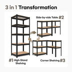 HOMEDANT House Black 5 Tier 24.4" W Laminated Metal Shelving Unit Adjustable Storage Utility Rack Heavy Duty Shelves Organization Multipurpose Shelf Kitchen Garage Pantry Closet 3 Pack
