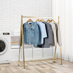 MyGift A-Frame Clothing Rack, 47 Inch Modern Heavy Duty Gold Metal Wardrobe Clothes Rack, Commercial Grade Freestanding Garment Hanger for Bedroom Closet or Retail Display