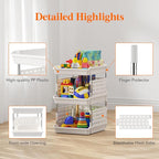 Lifewit Plastic Stackable Storage Baskets, 3 Tier Stacking Bins for Food and Clothes, Multifunctional Organizer for RV, Kitchen, Playroom, Pantry, White, 35 x 30 x 50 cm/14 x 12 x 20 inch, 1 Pack