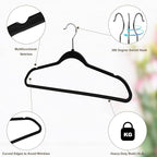 Quality Hangers 20 Pack Plastic Hangers for Clothes - Slim Non-Velvet Hangers with 360° Swivel Chrome Hook & Non Slip Notches - Ideal for Dresses Coats Shirts Jackets & More - Black
