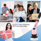 Electric Spin Scrubber Upgraded Battery with Extra-Long Runtime, IPX7 Waterproof Power Cleaner with 7 Brush Heads, 2 Speeds Adjustable Long Handle for Bathroom, Floor, Shower, Tile & Kitchen Cleaning