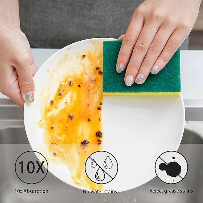 Sponges Kitchen 16 Count, Heavy Duty Scrub Sponges for Cleaning, Effortlessly Clean Your Stovetop, Sinks, Stoves, Appliances