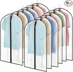 12 Pack Garment Bags 60 * 100cm, 40in PEVA Translucent Garment Covers, Suit Storage Bags, Dress Organizer Bags Used To Protect Shirts, Winter Coats, Jackets