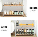 Shoe Slots Organizer, Clear Shoe Stacker, Adjustable Level Shoe Rack,Storage Space Saver for Sneakers Display (Green Transparent, 8Pack)