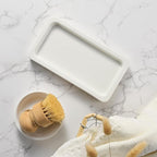 Glass Kitchen Soap Dispenser Set with Ceramic Tray,16.9 floz Hand and Dish Soap Dispenser for Kitchen and Bathroom Decor (White + Gold(Lotion))