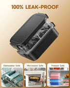 KEMETHY Adults Bento Lunch Box Set with Thermo Bag, 74oz Stackable Leak-proof 3-tiers Bento Box, Built-in Utensil and Sauce Container for Work, School, Dining Out (Black)