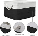 TheWarmHome Storage Basket for Organizing - Large 3 Pack 15.7x11.8x8.3 inch Collapsible Storage Bin for Shelves with Handles Laundry Cube Toy Closet Nursery (Whiet & Black)
