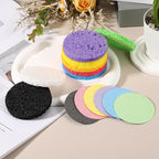 uxcell 10Pcs Cellulose Sponges, Round Kitchen Clean Sponges Non-Scratch Compressed Dish Scrubber for Kitchen Household Cookware Bathroom Cleaning & DIY, Purple