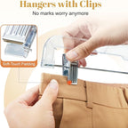 HOUSE DAY 12 Pack 14 inch Clear Plastic Skirt Hangers with Adjustable Clips, Pants Hangers 360-Rotating Swivel Hook, Clip Hangers for Pants, Trousers, Skirts, Jeans, Bulk Plastic Hangers