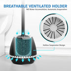 Toilet Brush 2 Pack, Toilet Bowl Brush with Ventilated Holder and Ergonomic Long Handle, Durable Bristles Toilet Scrubber Set for Bathroom Cleaning(Black)