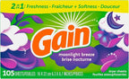 Gain dryer sheets, 105 Count, Moonlight Breeze Scent, Laundry Fabric Softener Sheets with 2-in-1 Aromaboost Plus Softness