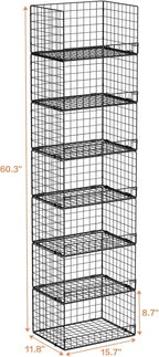 7-Tier Stackable Closet Organizers and Storage Shelves, Foldable Closet Shelf Organizer System, Stackable Storage Bins Drawers for Closet Organizer System, Black(Patent Pending)