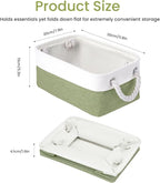 Storage Baskets for Shelves 11.8x7.9x5.2 Inch-Foldable Fabric Organizing Storage Bins with Handles, Closet & Bathroom Organizer, Home Storage for Kitchen, Office (6-Pack, White&Green)