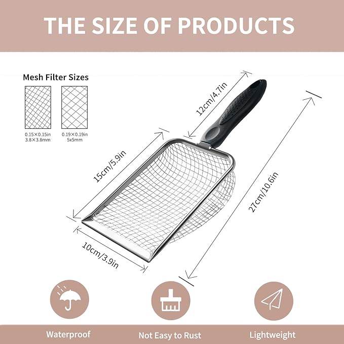 2 PCS 2-in-1 Gardening Soil Sifter Set with 3.8/5mm Mesh, Garden Sieve & Shovel Sifter Screen Potting Scoop for Sand, Dirt, Rock Compost, Stainless Steel & Ergonomic Handle