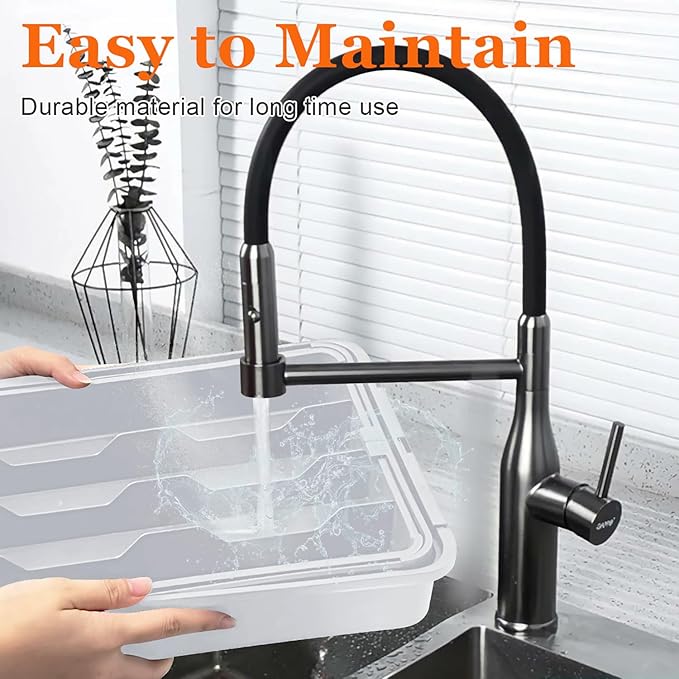 Expandable Silverware Drawer Organizer BPA Free Cutlery Organizer Small Utensil Organizer for Kitchen Drawers Adjustable Spoons Forks Knives Storage Divider, Gray