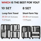 8 Set Compression Packing Cubes for Travel Essentials,Compressible Expandable Packing Cubes for Suitcase,OlarHike Luggage Organizer Bags for Travel,Handy Helper for Organizing Clothes(Black)