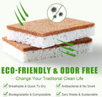 Biodegradable Natural Kitchen Sponge，Eco Friendly Sponges for Dishes,Compostable Cellulose Sponge with Natural Plant Based Coconut Walnut Sustainable Scrubber Sponge Pack of 12