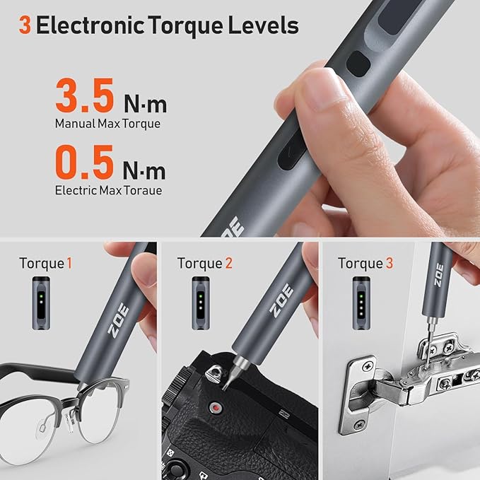 ZOE Electric Screwdriver, Mini Precision Screwdriver Set Cordless Screw driver Kit Small Power Magnetic Storage Bits, Settings Repair Tool Kit for Electronics Laptop Phone Camera Glasses Watch