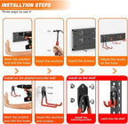 TORACK 24 PCS Garage Storage Hooks with Tracks, Wall Mount Tool Organizer for Garden Tools, Ladders, Cords, Folding Chairs, Shovels and Rakes, Shelving Hooks for Keyhole Style Shelving Units