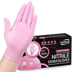 Pink Nitrile Gloves, 3-mil, Industrial Gloves Disposable Latex Free, for Cleaning & Esthetician, Rubber Powder-Free, 100-ct Box (X-Small)