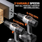 Litheli 20V Cordless Drill Driver, 1/2" Keyless Chuck, 2-Speed Electric Power Drill with 21+1 Torque Settings, Max 443 In-lbs, Battery Powered Drill for DIY, Woodworking & Home Projects