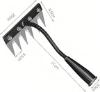 Gardenia Iron Weeding Rake, Iron Rake 2.0 for Gardening and Weeding, Detachable Double-Edged Blade Design Carbon Steel Heavy-Duty Weed Rakes,Hand Weed Puller Tools for Lawn Yard Garden Farm (6 teeths)