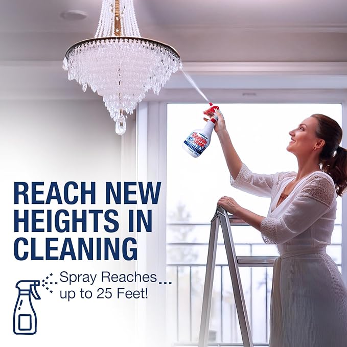 Chandelier Cleaner Drip Dry Spray - No Wipe Formula for Effortless, Streak-Free Shine on Crystal, Glass & Brass - Sprays up to 25 feet! Biodegradable, Non-Toxic & Time-Saving, 32 oz - Made in USA