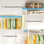 P3 Rolling Clothes Rack, Clothing Racks for Hanging Clothes, Heavy Duty Garment Rack with Wheels, Freestanding Portable Closet Organizer 39.4''W x 14''D x 78.5''H, Max Load 464 LBS, White