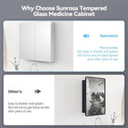 Sunrosa Medicine Cabinet with Mirror, 30" W x 31.5" H, 2 Symmetrical Doors, Wall-Mounted & Recessed Bathroom Medicine Cabinet with Tempered Glass Mirror