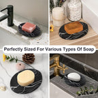 Soap Dish Bathroom Resin Marble Look Bar Soap Holder for Shower Soap Tray for Kitchen Sink(Marble Black)