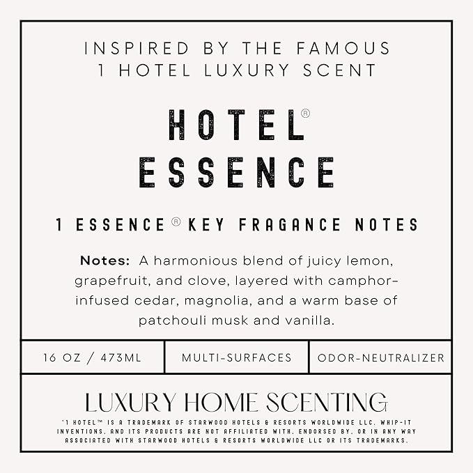 Hotel Essence Cleaner: Plant-Based Multi-Surface Cleaner & Odor Neutralizer, 16 oz, Leather, Cardamom, Lemon, Sandalwood, Cedarwood, Cinnamon, Vetiver, Amber, Musk, Iris, 16 Fl Oz (2)