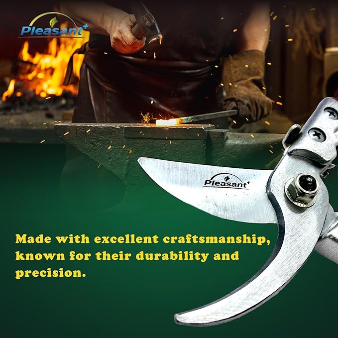Pleasant Plus 8 inch Bypass Pruning Shears, Hand Pruners, Garden Clippers., Professional-Grade for Bonsai, Indoor and Outdoor plants, Tree Branchs, Sharp Blades, Ergonomic, Durable Aluminum Handles