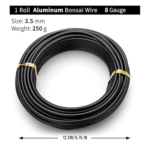 Black-3.5-Anodized Aluminum Bonsai Training Wire 250g Large Roll,Many Size to Choose,KSVZS Bendable Metal Wire for Crafts,Sculpting,Armature and Daily Use,Necessities for Family