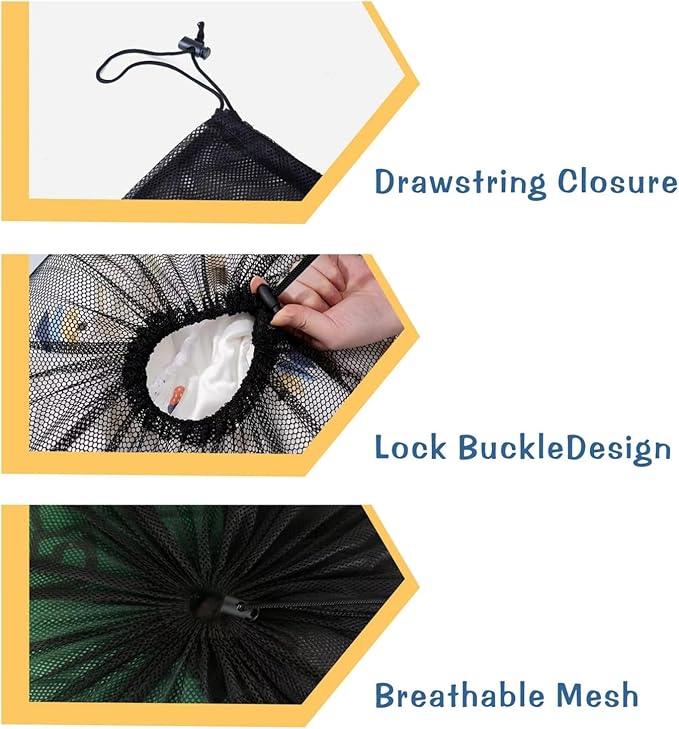 2 Pack Large Mesh Laundry Bag, Heavy Duty Mesh Laundry Bags Drawstring Lockable, 27×36inch Black Laundry Hamper Liner, Machine Washable, for Ball Storage, Travel, Toys, Sports Factories, Dorms