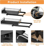 Under Sink Organizer, Single Tier Metal Pull Out Sliding Drawer Shelf for Kitchen Bathroom Cabinet Storage, Sturdy Rack – Black