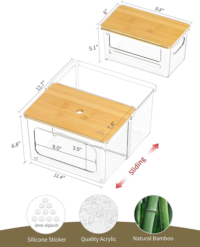 Trash Bag Dispenser Holder - 3 in 1 Acrylic Plastic Garbage Bag Pantry Organizer, Clear Large Laundry Pods Container with Lid, Stackable Under Sink Kitchen Laundry Room Organization and Storage