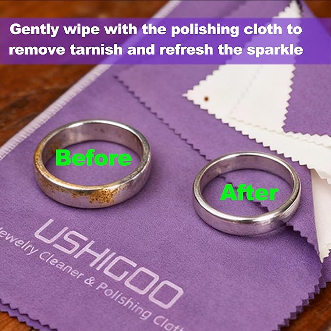 Polishing Cleaning Cloth for Gold, Silver, and Platinum Jewelry, Eco Friendly Large Cleaner Cloth 6.3 x 9.8 in. Keeps Jewelry Clean and Shiny (2 Pcs Dark Purple)