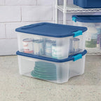 Sterilite 18-Pack Latch and Carry, Clear Plastic Storage Bins with Latching Lids and Full-Grip Handles, 12 Gallon