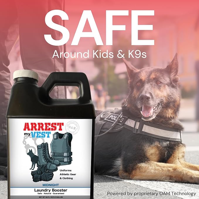 Arrest My Vest Military Grade Laundry Booster Deodorizer For Strong Odor to Get The Sweat Smell Out of Clothes, Uniforms, Police Gear, and All Fabrics - Unscented - 1 64oz Bottle Laundry Supplies