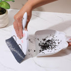 Upgrade Small White Broom and Dustpan Set, Hand Dustpan and Brush Set, Cute White Mini Broom and Dust pan Sets, Little Dust Pan for Home Use Tabletop Debris Cleaning Pet Cages Guinea Pig Cages
