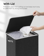 SOLEDI Laundry Hamper with Lid 90L Large & Tall Collapsible Laundry Basket, Clothes Hamper with Bag Removable Easy to Carry, Dirty Hampers for Bedroom, Bathroom, Dorm, College, Dark Grey