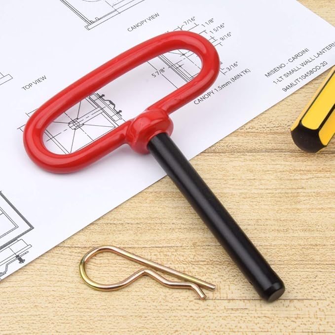 3/4 inch Red Handle Hitch Pin Trailer Towing Hitch Pin and Clip Tractor Pins ,3/4 * 6-1/2 inch