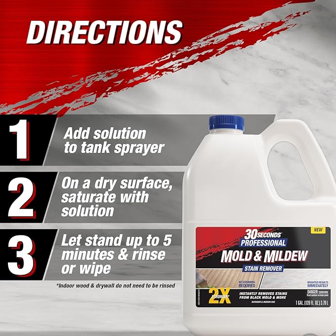 30 SECONDS Pro Mold and Mildew Stain Remover | Scrub Free | Brighter Results Instantly | Ready To Use Refill | 128 fl. oz. - PACKAGING MAY VARY