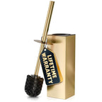 Stainless Steel Toilet Brush and Holder Set Gold & Square Design - Corrosion and Scratch-Resistant Gold Toilet Brush and Holder Set with Splash Protection - for Deep & Effective Bathroom Cleaning