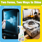 2-Pack Stainless Steel Cleaner Spray, Cleans & Polishes for Streak-Free Shine on Appliances, Range Hood, Sinks, Ovens, Refrigerators 33.8 Oz– Includes 2 Kitchen Sponges & 2 Mop Cloths, Lemon Scent