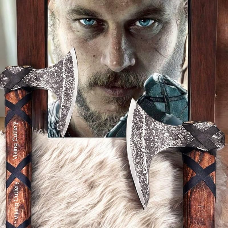 [Viking Cutlery] Viking Axe of Ragnar Lothbrok – Hand-Forged Hunting & Camping Axe with Leather Sheath | Authentic Norse Tomahawk | Unique Viking Gift for Men