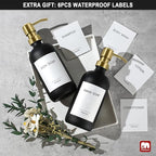 GMISUN Gold Soap Dispenser, 2 Pack Matte Black Glass Bathroom Hand Soap Dispenser with Rustproof Golden Pump, 17 Fl Oz Kitchen Hand and Dish Soap Dispensers Set, Modern Liquid Soap Lotion Bottle