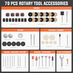 Katerk Cordless Rotary Tool, 4000mAh Battery, 6-Speed, 28000RPM, Rotary Tool Kit with 70 Accessories Light duty Engraving Pen for Sanding, Polishing, Drilling, Etching, Grinding, Wood Carving